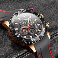 นาฬิกาผู้ชาย Lige แบรนด์ชั้นนำนาฬิกากันน้ำสายซิลิโคนกีฬานาฬิกาควอตซ์สำหรับผู้ชายหน้าปัดใหญ่โครโนกราฟนาฬิกาข้อมือ2023