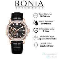 [Official Warranty] Bonia BNB10825-2532LE Jam Automatic Bonia Women's 36mm Leather Strap Watch Water