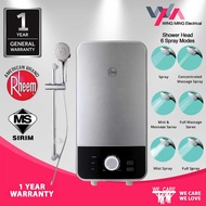 Rheem Prestige Plus RTLE-36M-1 Instant Water Heater Non-Pump + Shower Head - Silver