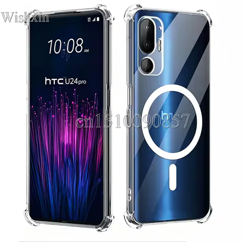 Reinforced Corners Soft TPU Wireless Charging Back Phone Shockproof Case for HTC U24 Pro U23