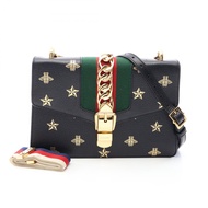 【二手】Gucci GUCCI Sylvie Sherry 系列蜜蜂星形肩背包 524405 黑色/金色皮革 Sylvie 蜜蜂星形背包 女士
