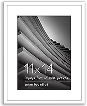 Americanflat 11x14 Picture Frame in White - Use as 8x11 Picture Frame with Mat or 11x14 Frame Without Mat - Thin Border Photo Frame with Shatter-Resistant Glass - Vertical or Horizontal Wall Display