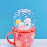 💥清倉特價 🌅富士山水晶球 🇯🇵 Japan Starbucks Limited Snow Globe 🏔️ mountain Fuji cup lid 🎐日本星巴克 富士山 水晶球  🌸櫻花迷你咖啡