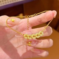 100% original 916 Gold & 375 Gold Bracelet coin wealth copper coin bracelet suitable for women's gif