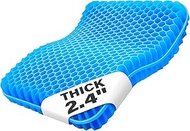 TITIROBA 2.4inch Extra Thick Gel Seat Cushion for Relieve Long Sitting Pain Honeycomb Double Soft Breathable Non-Slip Cushions Tailbone Pressure Relief Office Wheelchair Car Desk Chair Pad