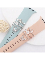 Apple Watch帶飾品,新式鑽石裝飾金屬吊飾矽膠圈手鐲裝飾配件