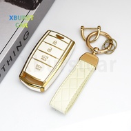 Gold Edge TPU 4 Buttons TPU for HYUNDAI Genesis G70 G80 EQ900 G90 Smart Remote Keyless Shell Fob Pro