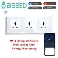 BSEED Smart Zigbee Triple Wall Sockets 3 Pin Universal Sockets with Energy Monitoring，Compatible wit