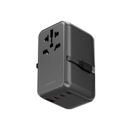 Energea Travelworld GaN 85W Travel Adapter with Built in Retractable C Cable (Gunmetal)