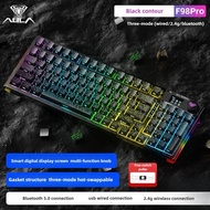 AULA F98 Pro Tri Mode Wireless Mechanical Keyboard with Display RGB Hot-Swappable Customized Gaming 