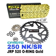 JRP Chain Set CFMoto 250NK 250SR 520 KLO2 ORing CLIP GOLD  Mettal Sprocket 14T-41T Rantai Oring 250 