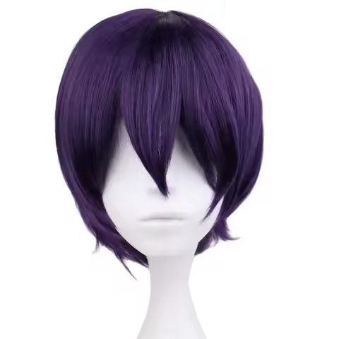 Itsuki Shikatani Yarichin B Club Cosplay Wig Purple Layered Bangs Synthetic Hair for Women Men Hallo