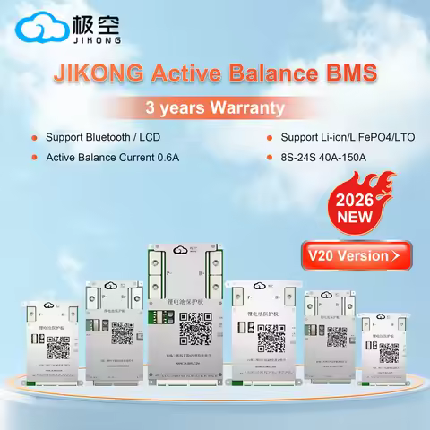 JIKONG V20 JK BMS Active Balance BMS 8S-24S 24V 48V 60V 72V 40A 60A 80A 100A 120A 150ASmart BMS for 