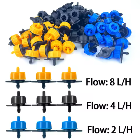 20/50Pcs 2L/4L/8L Pressure Compensating Drip Irrigation Tubing Emitters System Drip Tip Constant Flo