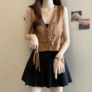 RUIHUAN | Áo Vest Cổ V Thêu Boho Mùa Xuân/Hè 2025 Mới Ra Mắt