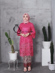 (BISA COD / BAYAR DITEMPAT)___ws kebaya) RBK - setelan kebaya tunik brukat rahayu Fanta pink mix rok