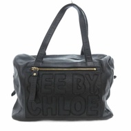 SEE BY CHLOE Boston Bag Tote Purse black leather Direct from Japan Secondhand