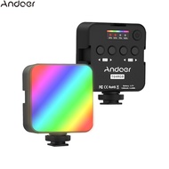 Andoer ไฟติดกล้องวิดีโอขนาดเล็กในไฟ Led T64RGBแสงไฟสำหรับถ่ายภาพ RGB 2500K-9000K ± 200K อุณหภูมิ K ต