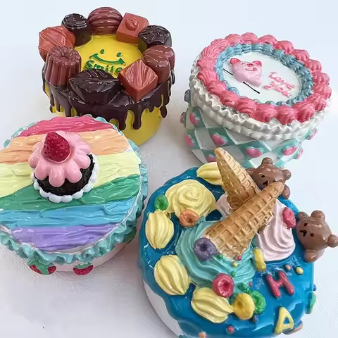 Hand-painted Strawberry Cream Ice Cream Cake 3D Fridge Magnets Souvenirs Refrigerator Magnetic Stick