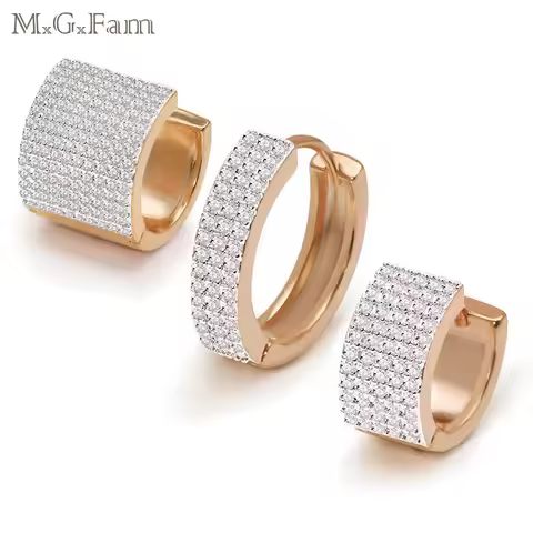 MxGxFam Mix 2 Gold Plated Bling Bling Full 9 Line Micro Zircon Hoop Earrings For Women AAA+ CZ Luxur