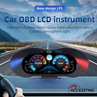 P5 OBD2สมาร์ทเครื่องวัดความเร็วดิจิตอล HUD P5หัวรถหน้าจอพร้อม OBD + GPSเครื่องวัดการเอียงตัวและการเต
