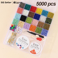 【SG STOCK】3mm Glass Rice Beads Set / 4*7mm Acrylic Alphabet Beads Set DIY Bracelet and Necklace Maki
