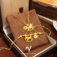 Sand Gold Flashing Ice Ice Immediately Rich Golden Trojan Necklace Pony Bracelet Stacked Clavicle Ch