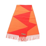 愛馬仕 Kazak 鋸齒紋羊絨圍巾 紅色橙色 二手 女士