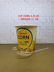 Papercup 6,5 oz (180 ml ) Corn + SENDOK ( PAKET CORN JASUKE 3 )