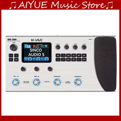 M-VAVE MK-300 Electric Guitar Bass Multi-Effect Processor Pedal 11 FX Modules 150s Looper+128 Drum M