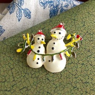 【美國西洋古董飾品】聖誕主題 可愛雪人 別針 胸針
