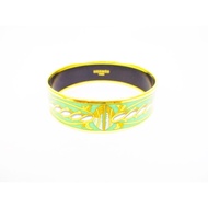 Authentic HERMES Enamel Bangle Bracelet Green Multicolor Emaiyu GM #6652