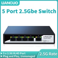 LIANGUO 2.5GbE Ethernet Switch 5 Port 2.5G Network Switch Fanless Small Home Lab setup Switch Unmana