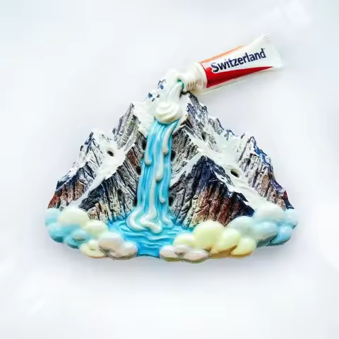 Switzerland Toothpaste Fridge Magnet - Fresh 3D Alpine Design Souvenir Unique Swiss Daily Life Gift 
