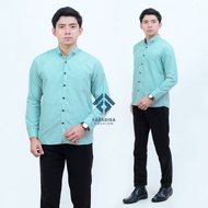 Kemeja Polos Hijau Tosca Panjang | Kemeja Kerja Hijau Mint | Hem Polos Basic Hijau Katun premium