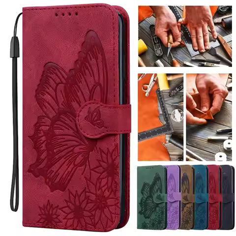 Butterfly Leather Phone Case For Samsung Galaxy S20 FE 2022 S21 FE S22 S10 S9 S8 Plus S23+ S23 Ultra
