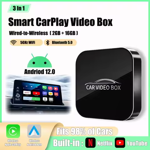 New CarPlay ai Box Android Auto & Carplay 3in1 Multimedia Adapter Box Andriod 12.0 Built-in System N