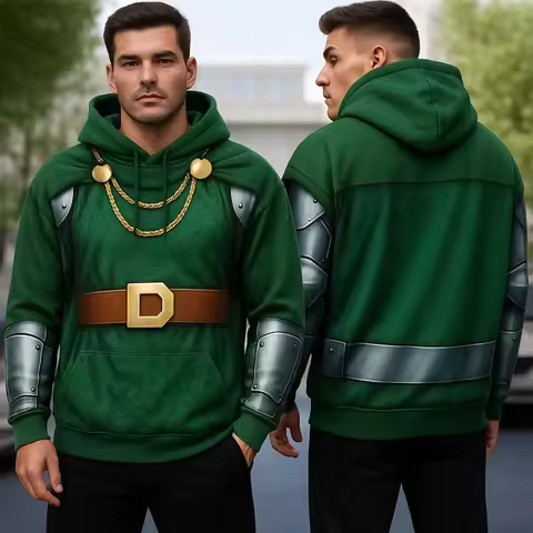2026 Marvel's New Doctor Doom 3D Full Over Print Hoodie Kid/Adults Halloween Cosplay Costume O-Neck 