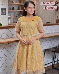 COD-DRESS BROKAT WANITA SIMPLE DAN ELEGAN-DRESS WANITA KEKINIAN BAHAN BROKAT CORNELLI GLITER-MIDI DR