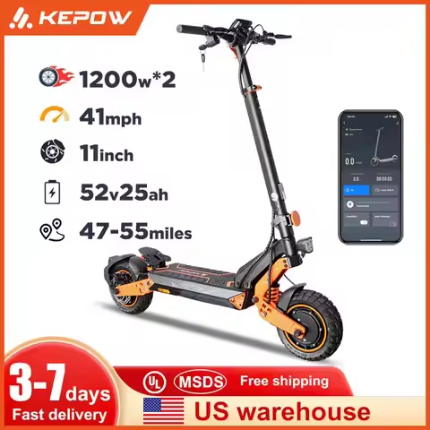 KEPOW 2400W Dual Motor Electric Scooter Adult Max Speed 65km/H 41mph 52v/25ah 11'' Off Road Tires Tw
