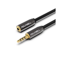 POLYWELL 3.5mm Stereo Microphone Audio Extension Cable 50cm~5m Male To Female 4-Pole 3.5mm to 3.5mm 