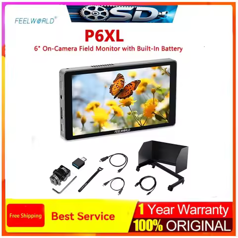 Feelworld P6XL 6 inch Built-in Battery Aluminum HDR Touchscreen Field Monitor 4K 1200nit 3D Lut
