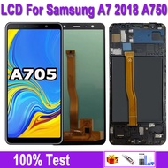 จอ LCD สำหรับ Samsung Galaxy A750 OLED ขนาด6.0นิ้ว A7 A750F 2018 SM-A750F A750หน้าจอสัมผัสจอแสดงผลกา