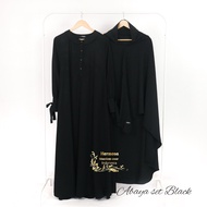 set abaya hitam/set abaya khimar/set khimar/set gamis polos/set hitam polos/gamis hitam/gamis black/