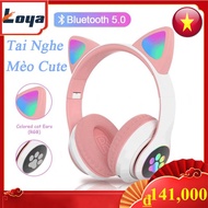 Bluetooth 5.0 AKS-28 Cat Headset With Microphone, Gaming. Headphone Glow