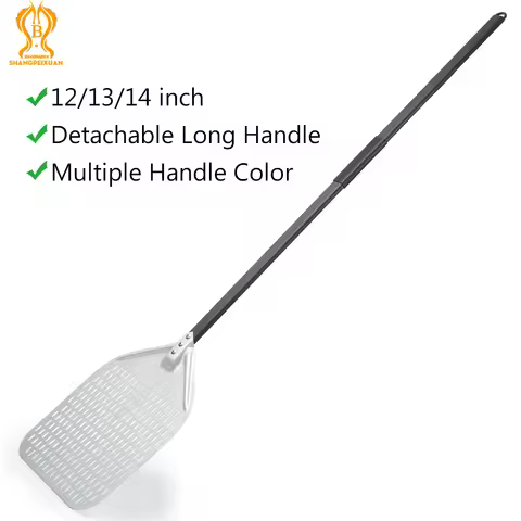 SHANGPEIXUAN 14/13/12 Inch Pizza Peel 51 inch Overall Length Perforated Pizza Shovel Aluminum Pizza 
