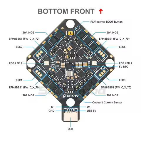 BETAFPV 20A AIO FC F4 2-3S V1 for Pavo 20 Pro Pavo Pico Brushless Whoop Quadcopter HX115 SE Toothpic