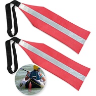 Anley (Pack of 2) Kayak Tow Red Safety Travel Flags with Reflective Strip - Warning Flag for Canoes,