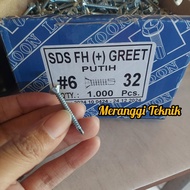 Id6237 Retail 100 pcs calsiboard grommet screws fh (+) 6x32 mm roofing 6x32