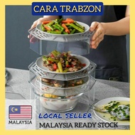 CARA Tudung Saji Hexagon Food Cover Multi Layer Transparent 5-Tier Stackable Dish Cover